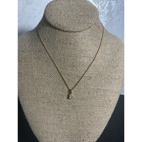 Gold-Tone Chain Necklace With Sparkling Round Pendant - Picture 1 of 4